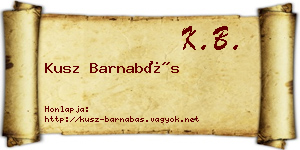Kusz Barnabás névjegykártya