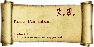 Kusz Barnabás névjegykártya