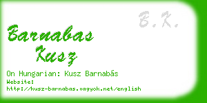 barnabas kusz business card