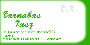 barnabas kusz business card